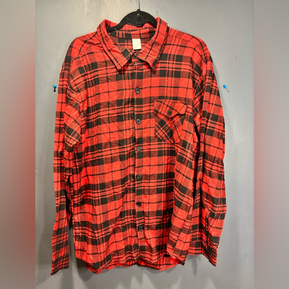 Red And Black Flannel Button Down Shirt